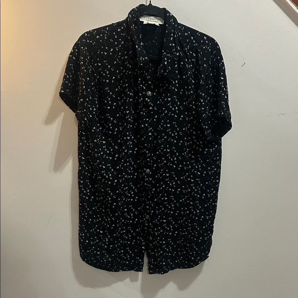 Saltwater LUXE Black Floral Button-Up Chemise